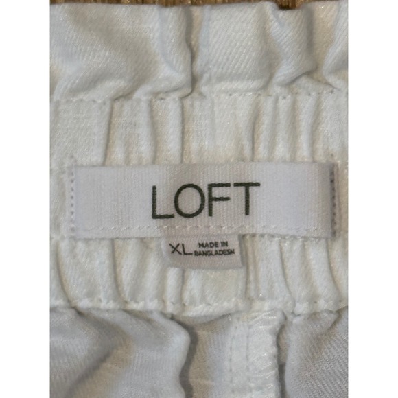 LOFT Women's White Linen Blend Drawstring Elastic Waist Shorts XL - Picture 3 of 7